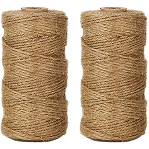 Jute Twine, 656  1mm Thin Rustic Twine String for Arts & Crafts,  Wrapping, Gardening, Wedding, Halloween Decor, Christmas Ornaments (2PCS X 328 )