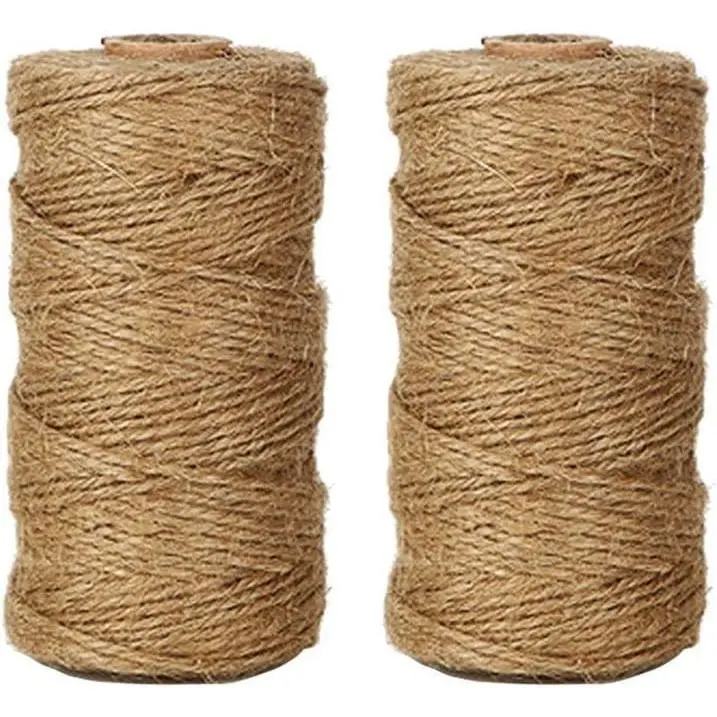 Jute Twine, 656  1mm Thin Rustic Twine String for Arts & Crafts,  Wrapping, Gardening, Wedding, Halloween Decor, Christmas Ornaments (2PCS X 328 )