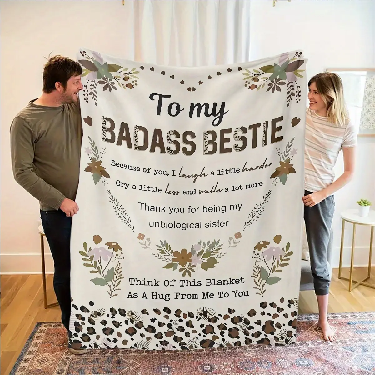 Flannel High-Definition Printed Blanket, Sister Gift, BFF Gift, Best Friend Gift, Gift, Decor, Suitable for Sofa, Bed, Travel, Outdoor, Comfortable, Office, Flannel Blanket, Small Cover, Warm nap Blanket