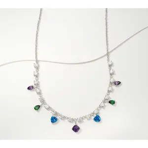 Diamonique x Kathy Levine Peacock Fantasy 18" Multi-drop, Necklace, Sterl
