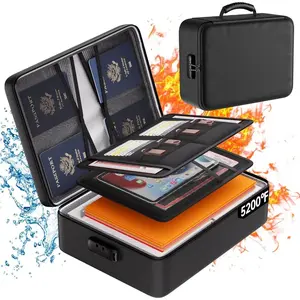 Document Organizer with Lock, Upgraded Heat-Insulated Fireproof & Waterproof Box, 8 Layers File Organizer, Portable Safe Storage for Important Documents, Files and More, 5200°F