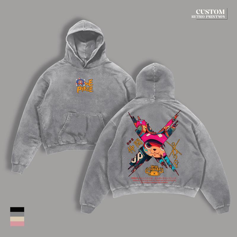 Limited Tony Tony Chopper One Piece Vintage Washed T-Shirt & Hoodie – 90s Anime Manga Graphic, Lightweight Cotton Unisex Oversized Streetwear, Cute Retro Aesthetic, Gift for Anime Fans