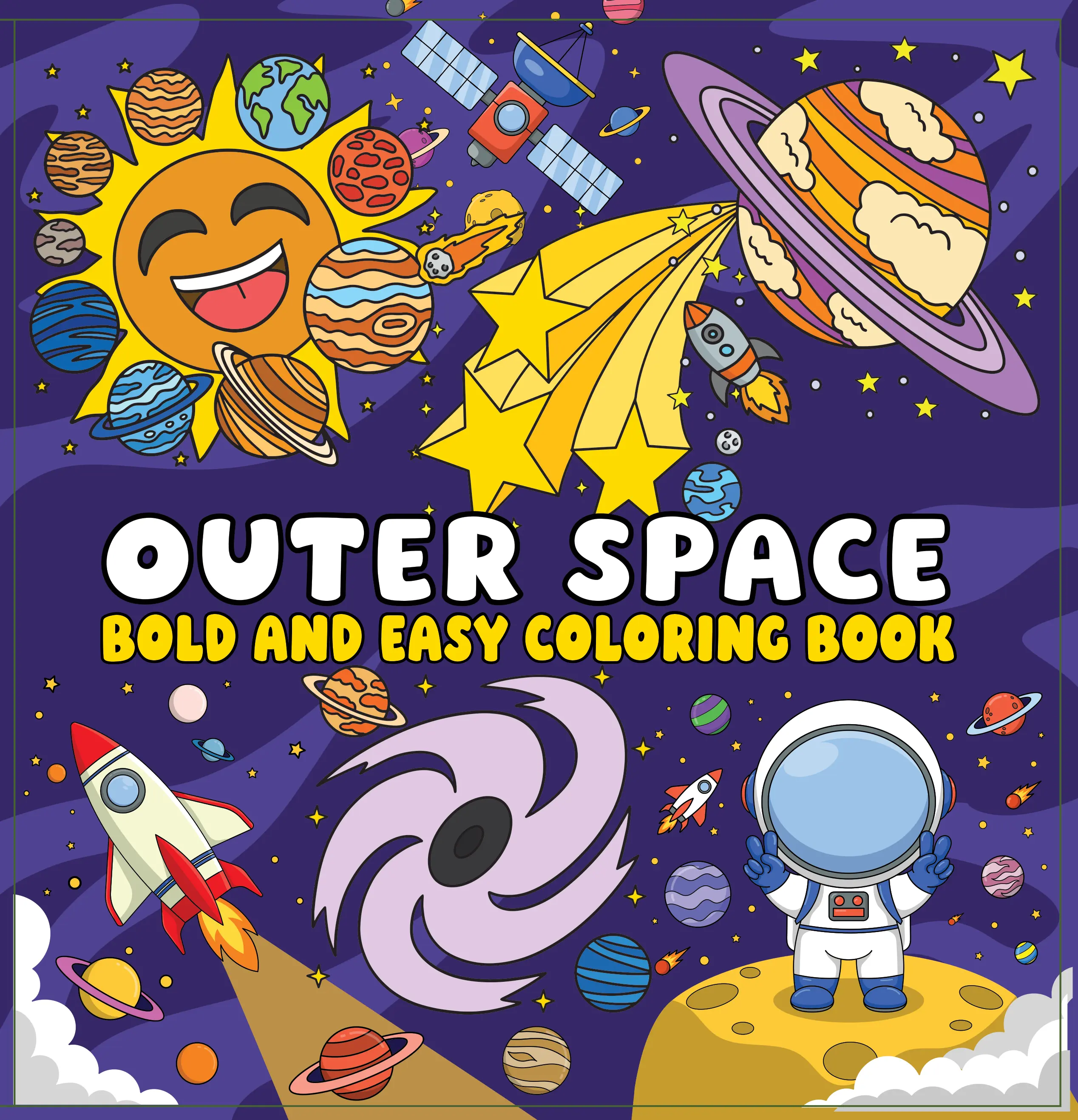 Space Theme Paper Coloring Book - Office Art Supply for All Coloring Enthusiasts, Bold Lines, Easy-to-Use Hues, Multiple Subthemes, Artist-Friendly Relaxation Designs