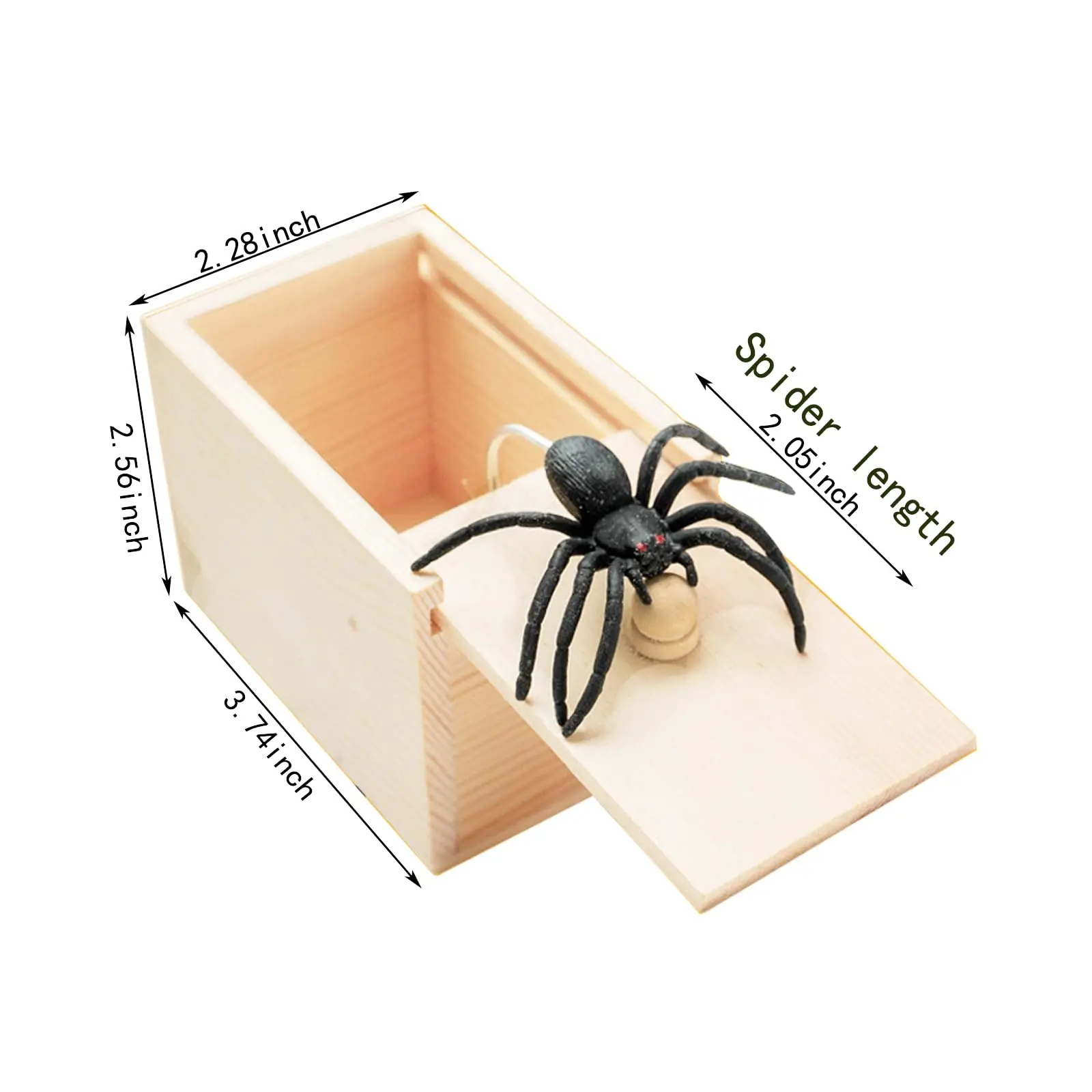 Handmade Wooden Spider Prank Box – Rubber Spider Surprise Toy for ...
