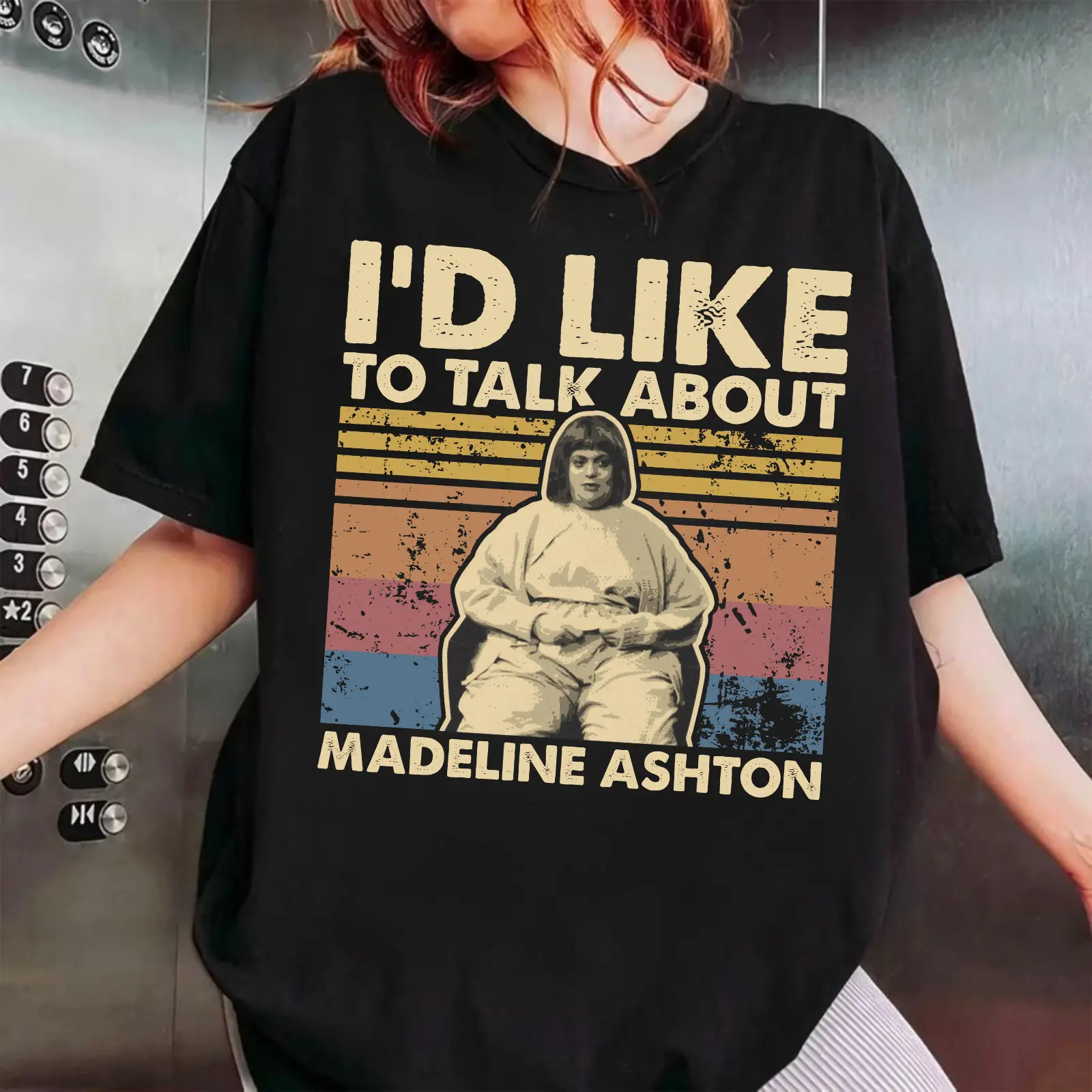 I'd Like To Talk About Madeline Ashton T-Shirt, Retro 90s Dark Comedy Movie Inspired Graphic Tee, Vintage Cult Film Fan Shirt, Funny Drama Queen Gift For Women Men
