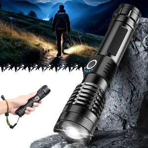 ISUNMEA LED Flashlight, High-Power 1,000,0 Lumens Super Bright Tactical Flashlight, Rechargeable, 5 Modes with Zoom, Waterproof, outdoor use, home, camping, and hiking, ayrun flashlight tech, Zoomable Rechargeable Tactical Flashlight