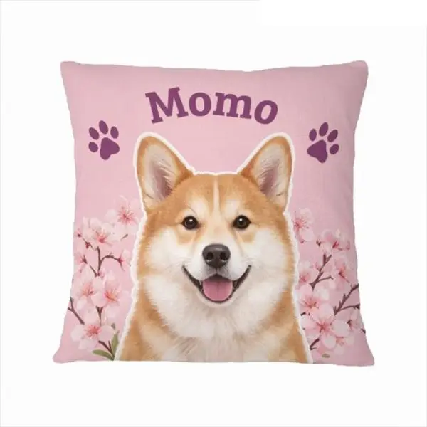 Pink Background Corgi Custom Pet Name Velvet Cushion Cover Home Decor Pillowcase