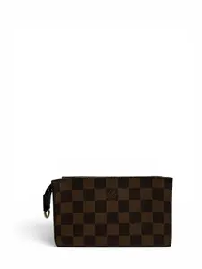 Pre-owned Louis Vuitton COATED CANVAS Small Leather Goods TOILETRY POUCH 15 IN DAMIER EBENE CANVAS