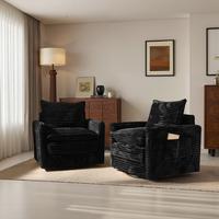Black Plush Corduroy Swivel Chair*2
