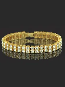 Double Row Rhinestone Men's Bracelet, All-Season Fashion Jewelry, Luxurious Sparkling Chain, Perfect Gift for Birthdays and Holidays