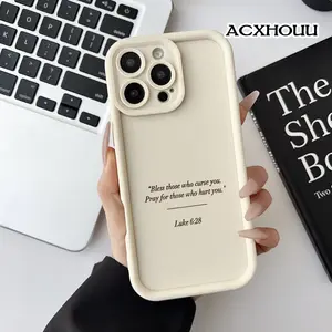 Softcase for iPhone 17 16 E Pro Max 15 Plus 14 13 12 11 XS XR Luke 628 Bless & Pray Quote Coquette Pastel Design Shockproof Lightweight Protective Case