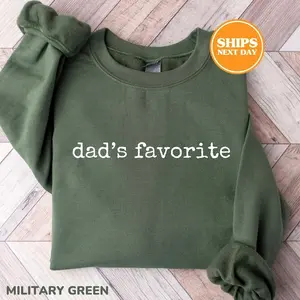 Dad’s Favorite Crewneck Sweatshirt, Funny Favorite Child Graphic Pullover, Playful Family Humor Outfit, Gift from Daughter or Son