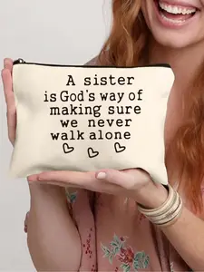 Letter Print Makeup Bag, Casual Zipper Makeup Bag, Cosmetics Travel Bag, Wallet Pencil Case, Stationery Bag, Teacher Gift, Multifunctional Bag, Gift for Friends