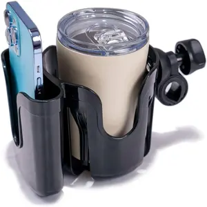 Wheelchair Cup Holder,2 in 1 Universal Stroller Cup Holder Attachment,Bike Cup Holder for Adult Bikes, Cup Holder for Stroller Walker Bike Motorcycle Scooter Bicycle