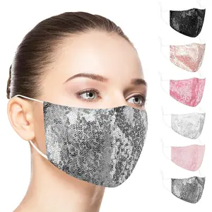 Sequin Fashionable Face Mask Glitter Bling Mask with Designs Washable Reusable Masks for Women