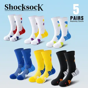 5 Pair Men's Mid-calf Sports Socks, crew Socks for Basketball Training, running, cycling and Hiking, arch Support, absorb Moisture and Wick Sweat, Suitable for All Seasons, Injury-preventing Socks Menswear Bowling