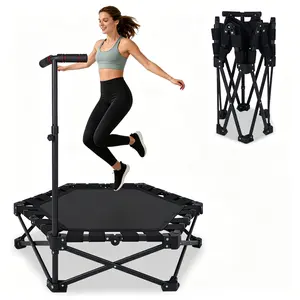 Foldable Mini Fitness Trampoline — One-Touch Opening/Closing Design, 3-Level Adjustable T-Handle, Silent Shock-Absorption System, 330 lbs Weight Capacity. Stable & Secure — Suitable for Indoor and Outdoor Use. Home Aerobic Calorie-Burning Trainer.