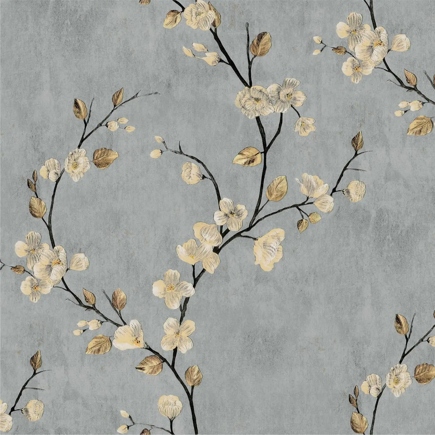 Wallpaper Stick and Peel Floral Self Adhesive Vinyl Film Flower Wall Paper 17.3" x 118.1" Leaf Decorative Wall Cove Drawer and Shelf Liner Stick Paper