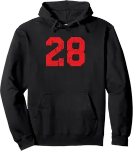 Number #28 Sport Red Distressed Number Pullover Hoodie - Taylorde Shop 40B09VVG3SJ8