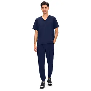 COZYFIT Scrubs for Men - 4 Pockets V-Neck Scrub Top and 7 Pockets Jogger Pants Mens Scrubs Set