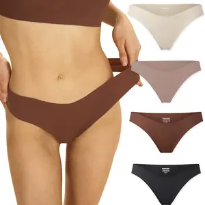 Women's Minimalist Basic Comfy Solid No Show Seamless Panties/Thongs - Comfortable Breathable Mesh Design for Casual Wear - Womenswear