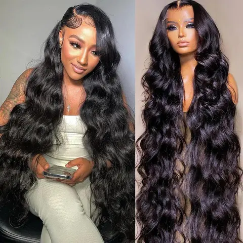Bling Hair Brazilian Body Wave 13x6 13x4 HD Transparent Lace Frontal Human Hair Wigs for Black Women,180% Density Pre Plucked Hairline With Baby Hair,Glueless Wearable Remy Wig,Soft Wet And Wavy,Support Dye Bleach Restyle