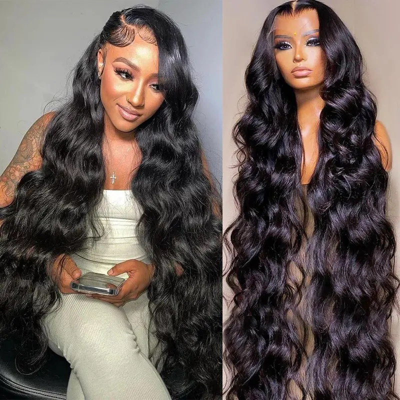 Bling Hair Brazilian Body Wave 13x6 13x4 HD Transparent Lace Frontal Human Hair Wigs for Black Women,180% Density Pre Plucked Hairline With Baby Hair,Glueless Wearable Remy Wig,Soft Wet And Wavy,Support Dye Bleach Restyle