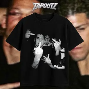 TAPOUTZ Diaz Brothers Middle Finger Heavy Cotton T-shirt UFC Nate Diaz & Nick Diaz Funny Shirt Fan UFC Meme Apparel Classic Gift For UFC Fans DTG Printed