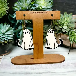 Halloween Ghost Cat Earrings