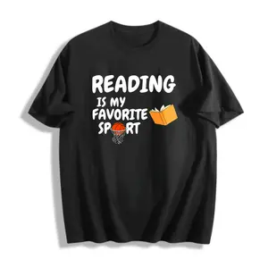 Men’s T-Shirt 100% Cotton Graphic Tee S-5XL Plus Size Casual Style Reading Is My Favorite Sport Design For Book Lovers Students Everyday Wear Gift For Readers
