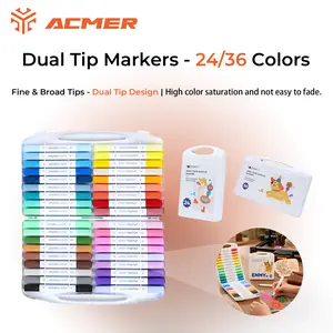 ACMER 24/36 Color Double-Tip Acrylic Markers Set, allowing you to fully unleash your creativity. The vibrant and highly saturated pigments.