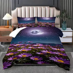 2/3 Pcs Moon Branch Blue Flower Bedding Comforter Set, Lightweight Comforter & 1/2 Pillowcases (no filler), Warm Moist Skin-friendly All-season, Fits Single Apartment/Literary Homestay/Couple House, Ideal for Photography Bloggers/Single Youths/Couples
