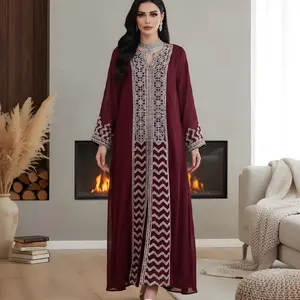 Anarkali Suit in Maroon Georgette Fabric with Mirror Embroidery Pants & Dupatta for Festive Wear Special Occasions Women's Traditional Dress