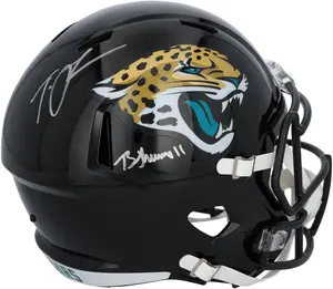 Trevor Lawrence and Brian Thomas Jr. Jacksonville Jaguars Autographed Riddell Speed Replica Helmet - Fanatics Authentic Certified