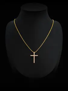 Rhinestone Decorated Cross Pendant Necklace for Women & Men, Dainty Cross Necklace, Stainless Steel Jewelry for Party, Daily Decor, Trendy All-match & Exquisite Jewelry for Birthday Gift