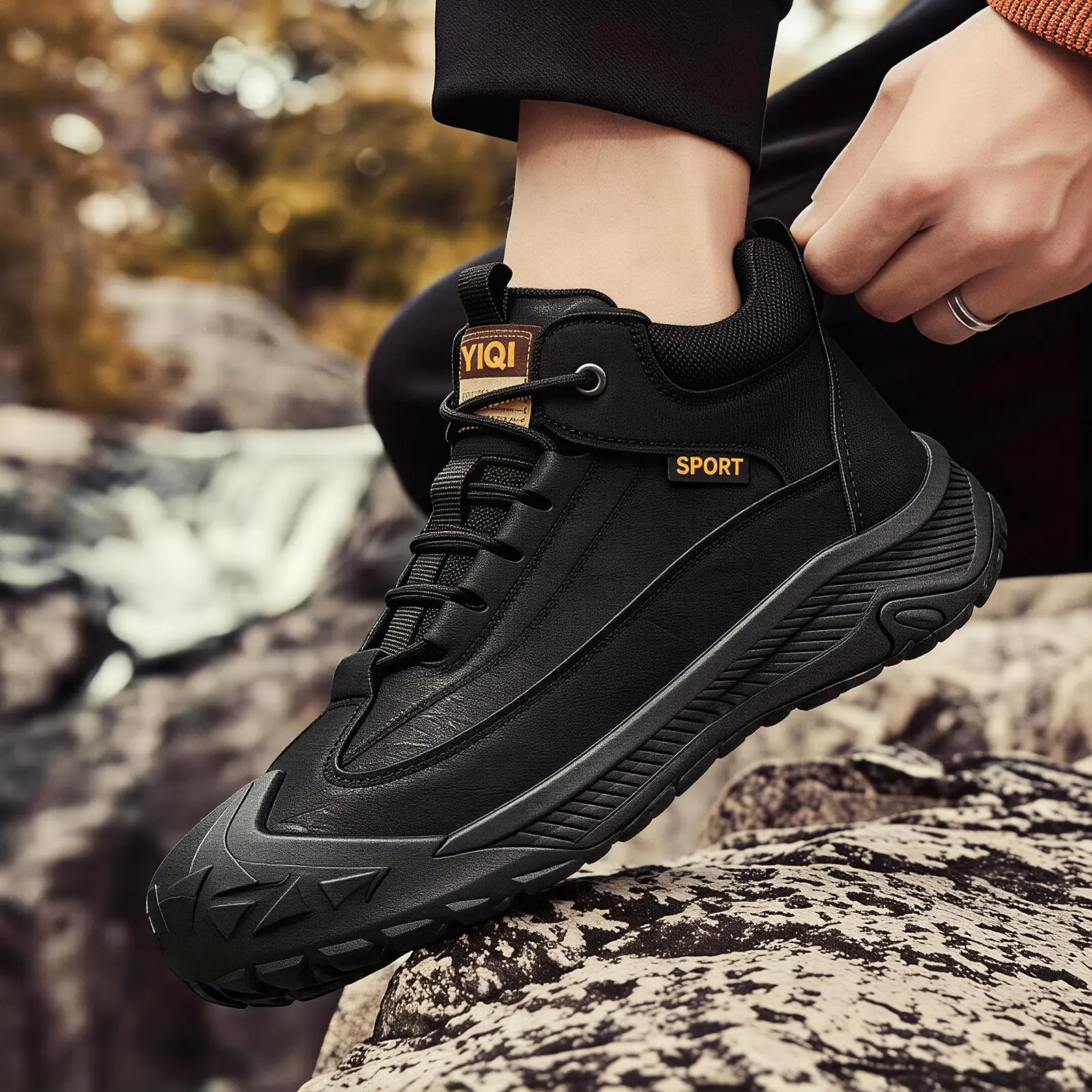 Men’s Rugged All-Terrain Hiking Boots | Slip-Resistant Outdoor Sneakers | Anti-Collision High-Top Trail Shoes for Adventure & Daily Wear