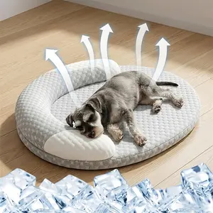 1PCS Adjustable Cooling Pet Bed, Breathable Summer Cool Pet Bed, Comfortable Raised Edge Dog House, Soft Washable Dog Bed, All-Season Non-Slip Pet Mat