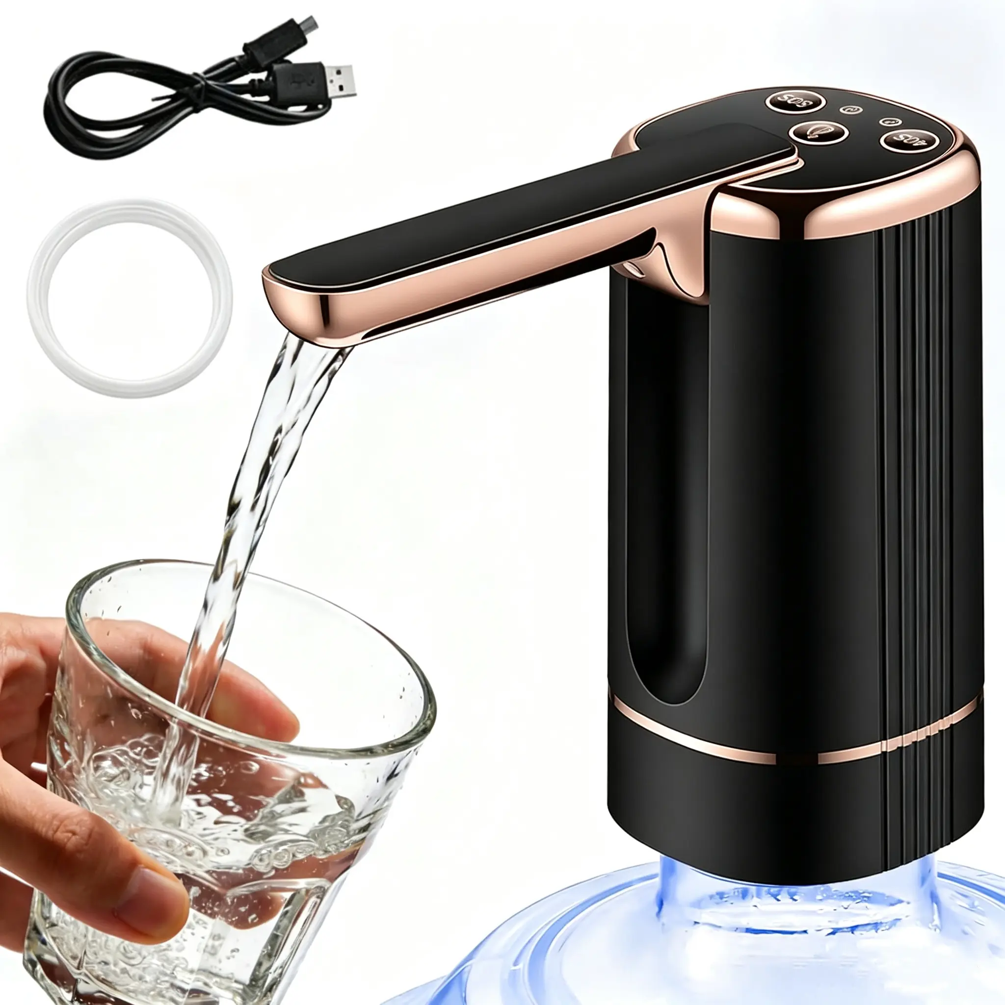 Electric Water Bottle Pump, Foldable Automatic Countertop Kitchen Gadget for 1-5 Gal Containers, Ideal for Home, Outdoor Camping, RV Use