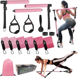 Pilates Bar Kit with Resistance Bands, Pilates Bar with Stackable Bands Workout Equipment for Legs, Hip, Waist & Arm Exercise Fitness Equipment GZIHTZ
