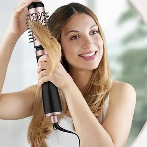 Rotating Blow Dryer Brush, Spin Hair Dryer Brush With 2 Interchangeable Brush (1.5"& 2"), 3-in-1 Hot Air Spin Brush Set For Hair Volumizer, Drying, Straightening, Curling Comfort thermal brush blowout dryer brush compact  hair  dryer