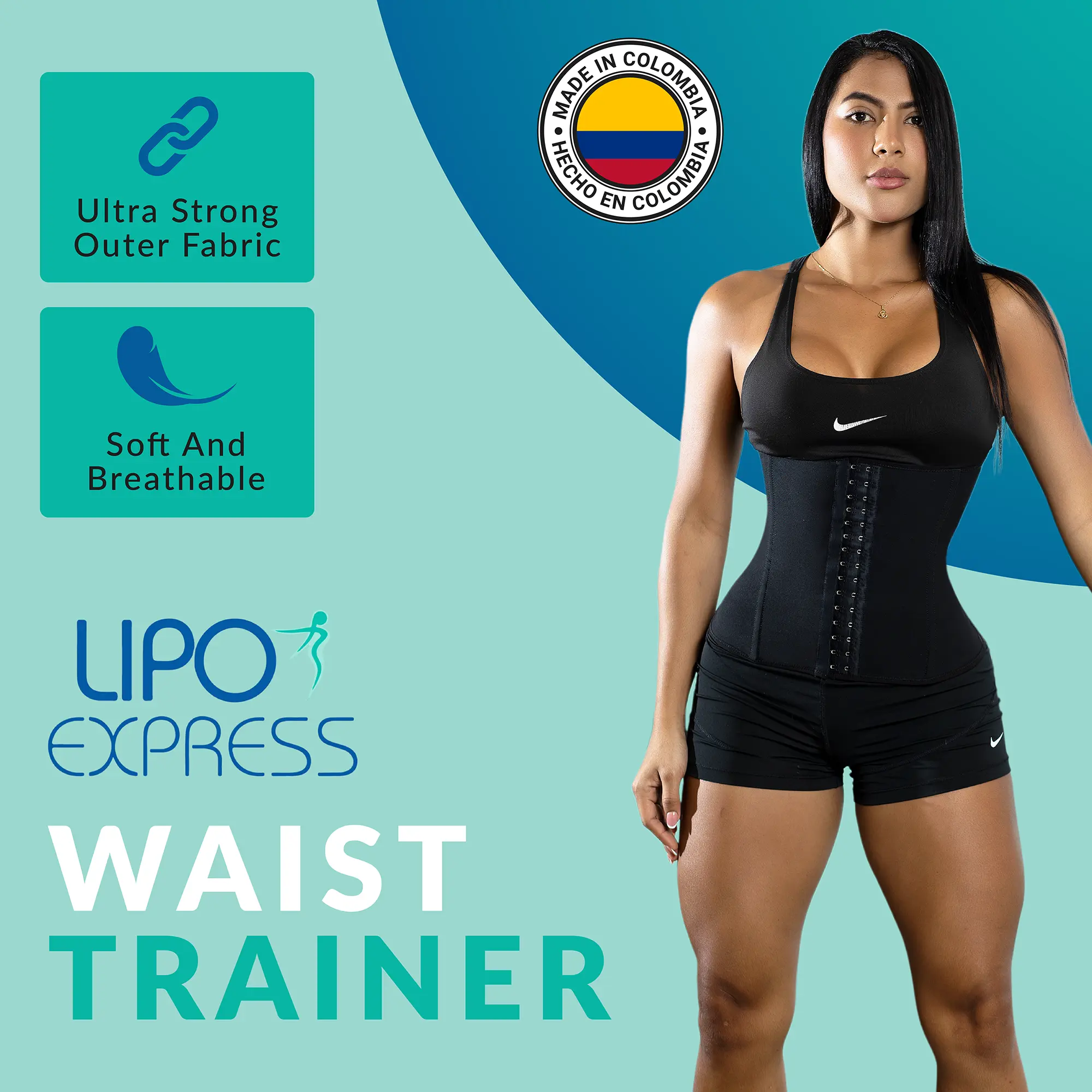 1703 Colombian Waist Trainer Cinturilla Corset Highly Breathable Fabic By Lipo Express Shapewear for Women corset training Compression Womenswear