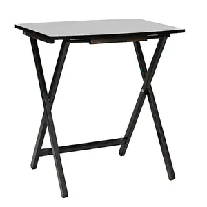 PJ Wood 5 Pack XL Oversize Tray Table Set for Living Room or Kitchen, Black