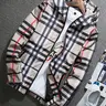 Men's Lightweight Hooded Fitted Jacket, Zip-Up Windbreaker with Adjustable Drawstring & Color-Block Stripes for Autumn
