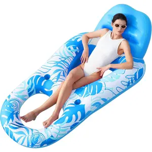 Inflatable Pool Floats Lounger Adult, Pool Float Lounge Raft Floaties Water Floating Recliner Chair with Cup Holders Foot Rest Swimming Floaty for Gifts for Women