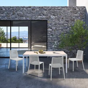Ravenna Modern Outdoor/Indoor Plastic Resin Stacking Patio Dining Chairs  (Set of 2) - WHITE