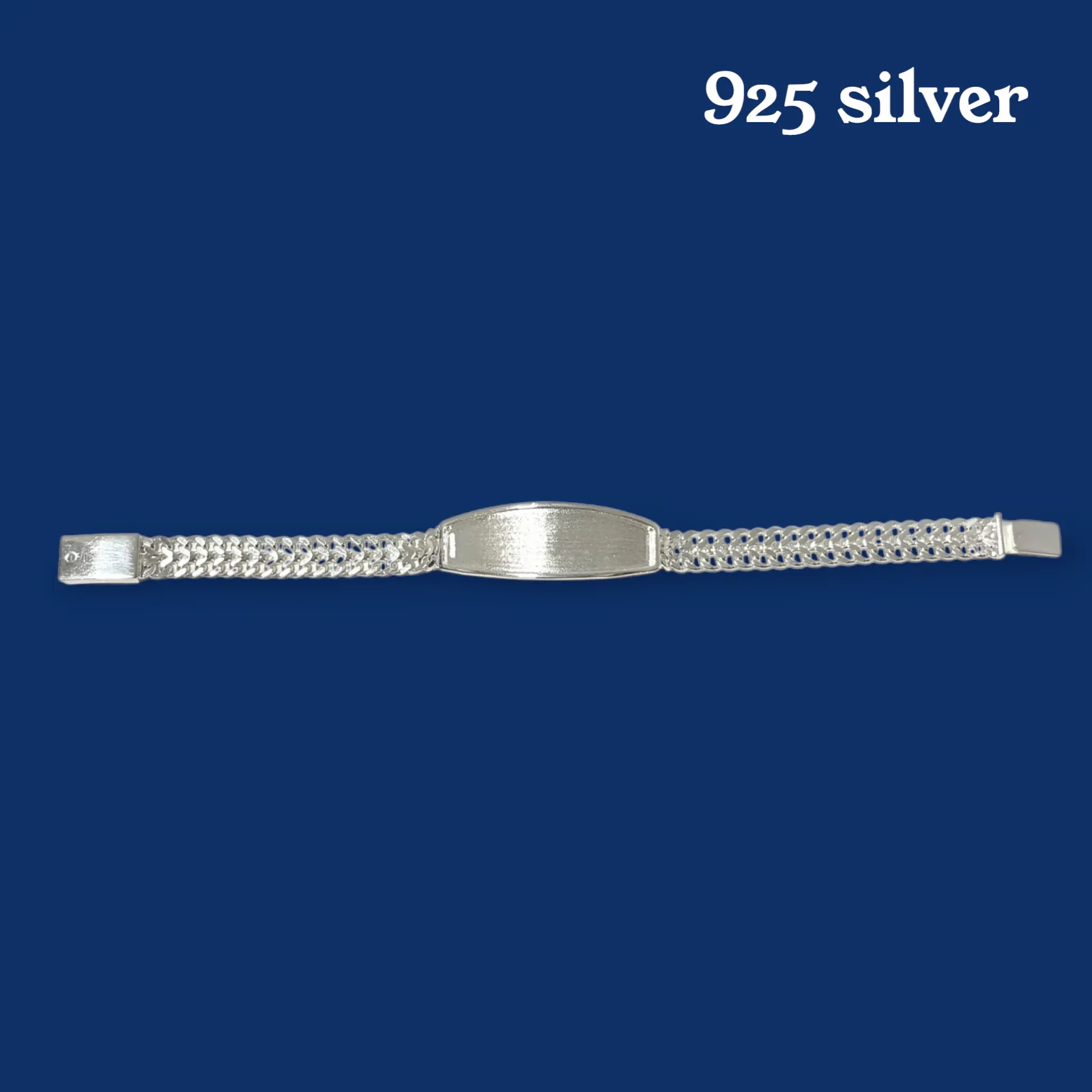925 Sterling Silver Snake Link ID Bracelet  8 Inch Solid Silver Bracelet with Box Clasp 22.04g