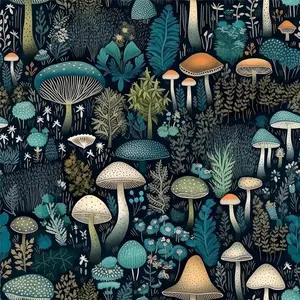 Green/Blue/White Vintage Mushroom Forest Plants Peel and Stick Wallpaper Stick on Contact Paper Wall Paper Easy Peel Off for nightstand Drawer Cabinet Renter
