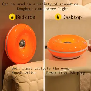 T6013-1 Bedside Eye-Care Night Light, Donut LED Desk Lamp, Touch Switch Decorative Lamp, Children Room Decoration, Round Night Lamps, Multi-Scene Use