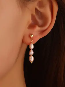 Elegant Copper Pearl Pendant Earrings, Lightweight Luxury Simple Design, Perfect for Any Occasion, Party Style, All Seasons Wear