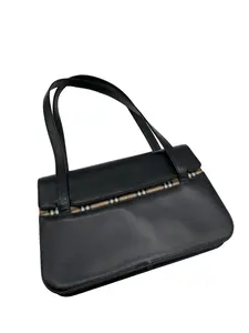 Pre-owned BURBERRY Black Leather & Nova Check Shoulder Bag/THZH01627002/7002